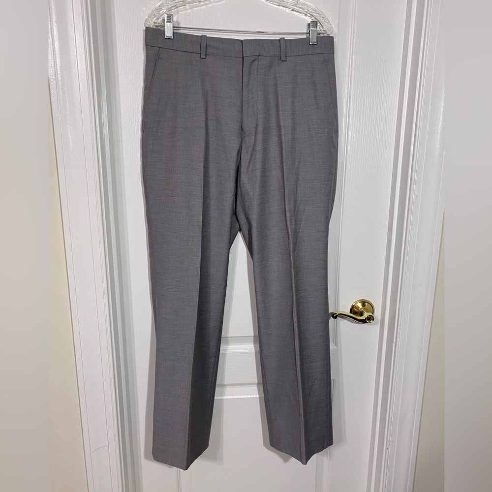 Y2K Perry Ellis Wool Blend Flat Front Woven Dress Pants Trouser Gray Men’s 32/30